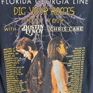 Florida Georgia Line Dig Your Roots 2017 Tour Black Men's Small T-Shirt